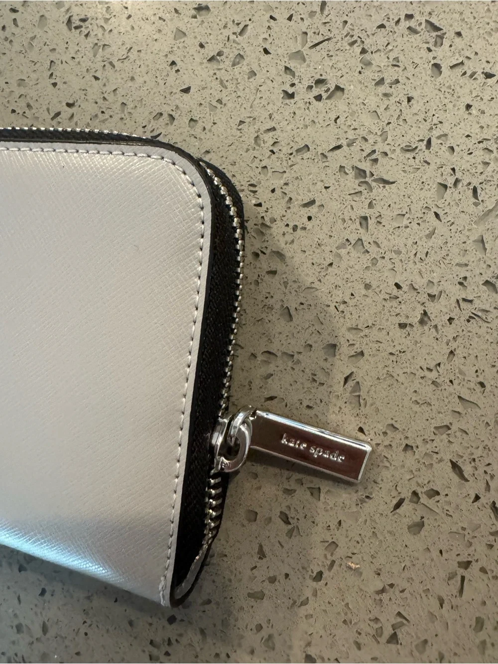 kate spade White and Gray Saffiano Zip Wallet - Picture 3 of 6